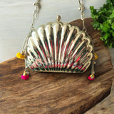 ETHNIC GHUNGROO BRASS BAG IN SILVER FINISH