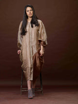 COPPER ZARI AND TEXTURED SILK DRESS