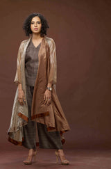 COPPER ZARI AND TUSSAR KHADI JACKET SET 02