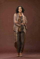 COPPER ZARI AND TUSSAR KHADI JACKET SET 01