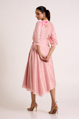 Ice Pink Mezlyn - Pinched Waist Midi Dress