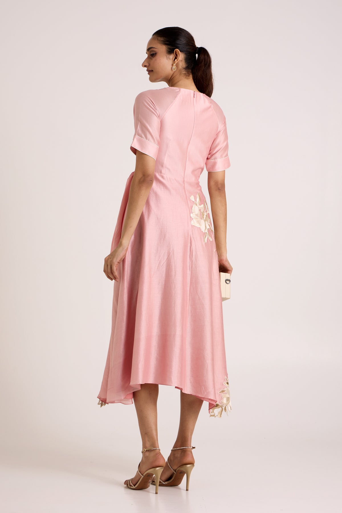 Ice Pink Raizin - Crossover Scarf Midi Dress