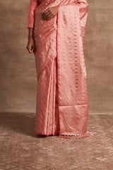 'Gulabi Marmari' Tanchoi Benarasi Handloom Sari