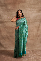 'Husna Firozi' Tanchoi Pure Silk Benarasi Handloom Sari