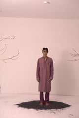 Chanderi Grape Bold and Border Kurta With Pants