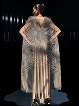 Luna Cape Set with Pearl and Crystal Handwork"