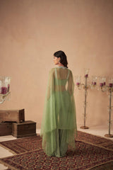 Sage Green Meadow Sharara and Bustier with Cape