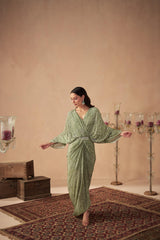 Sage Meadow Green Draped Kaftan Dress