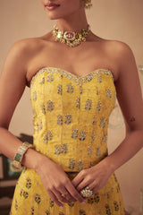 Yellow Booti Lehenga and Corset
