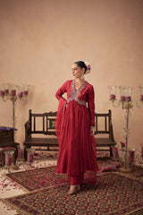 Red Anarkali Set