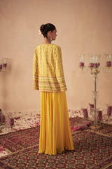 Yellow Vine Jacket with Palazzo and Bustier