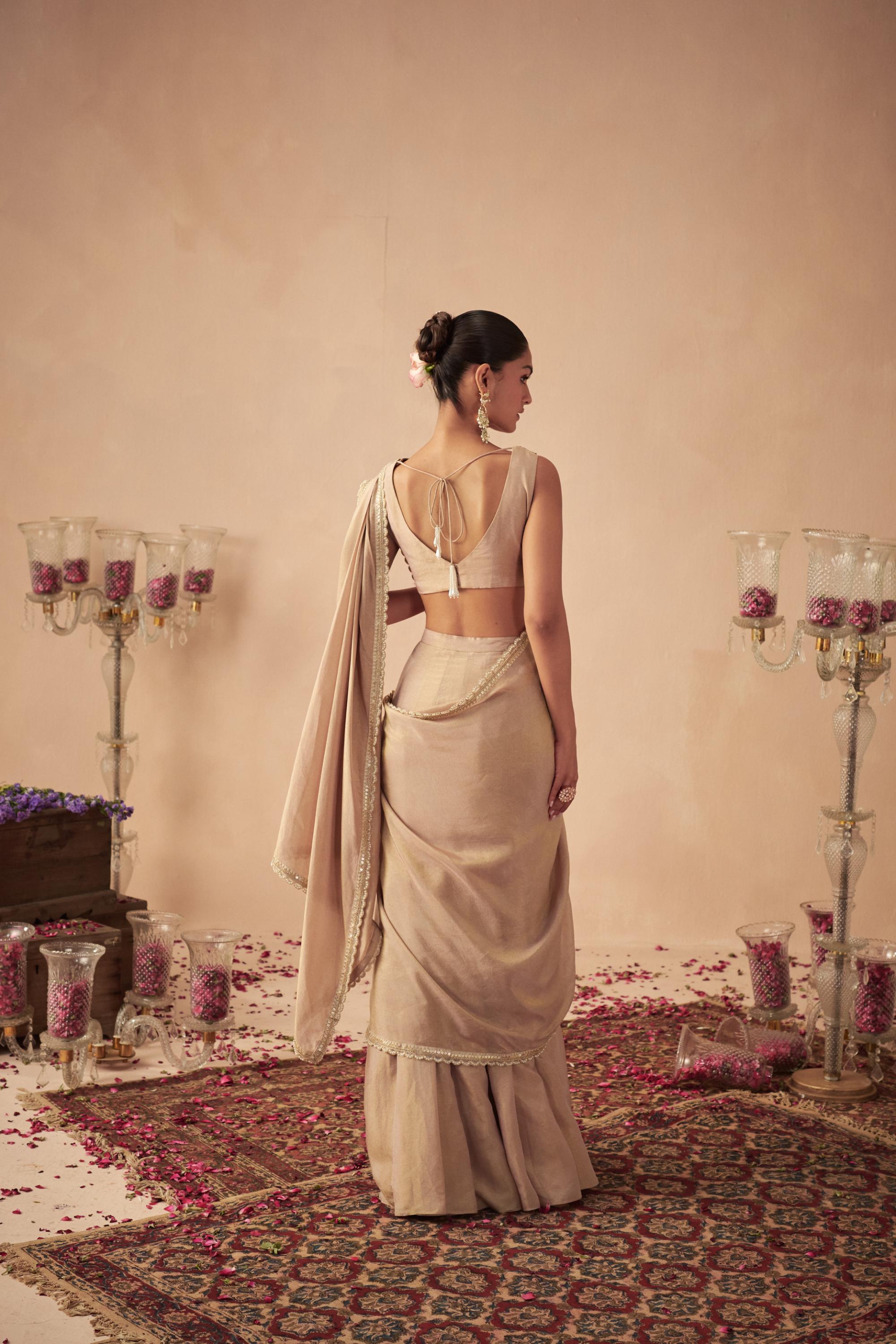 Rose Gold Tissue Saree