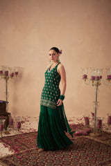 Green Booti Tiered Sharara Set