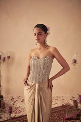 Rose Gold Corset with Draped Skirt