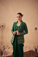Green Vine Jacket with Draped Skirt and Bustier