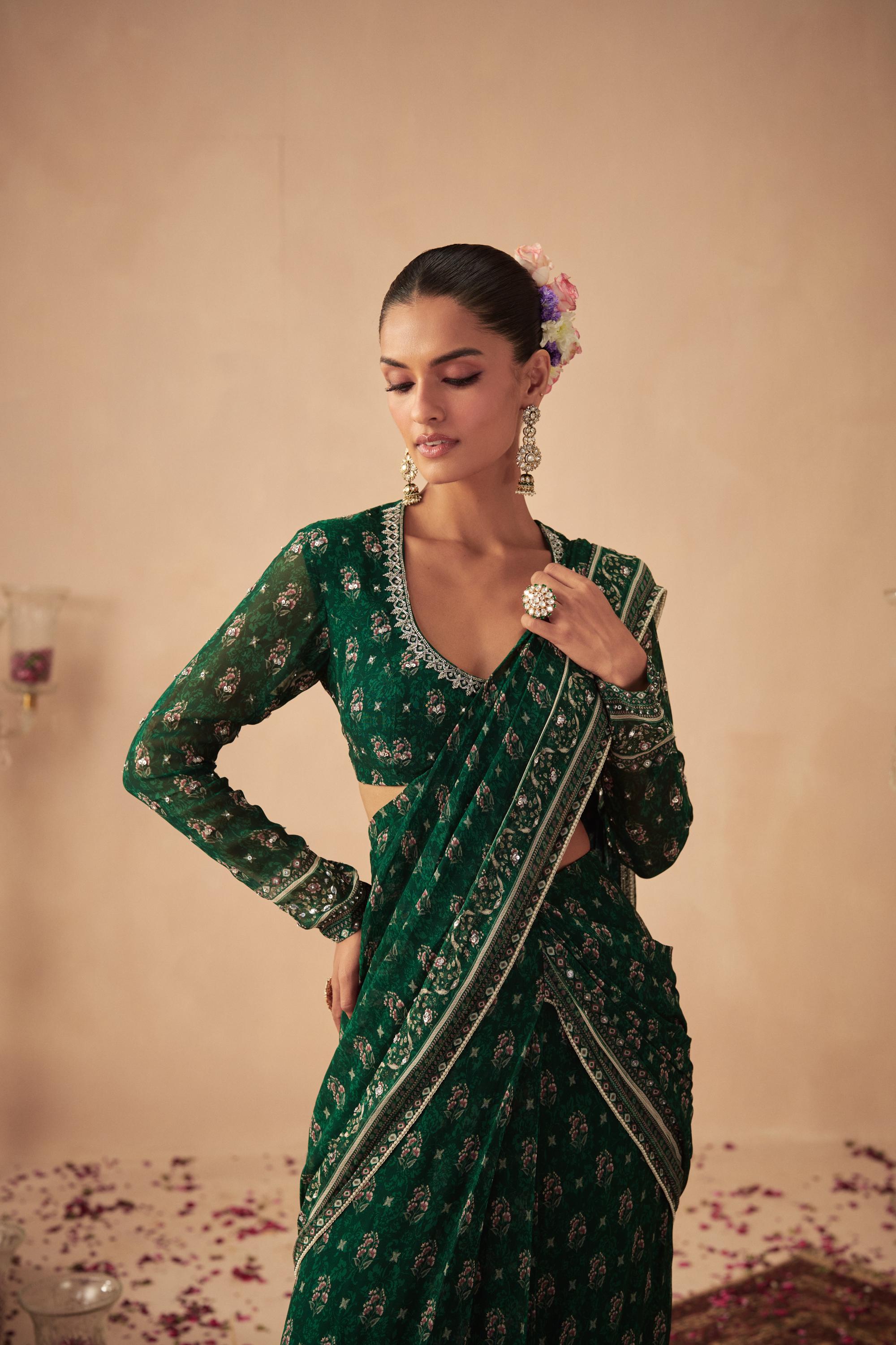 Green Booti Saree