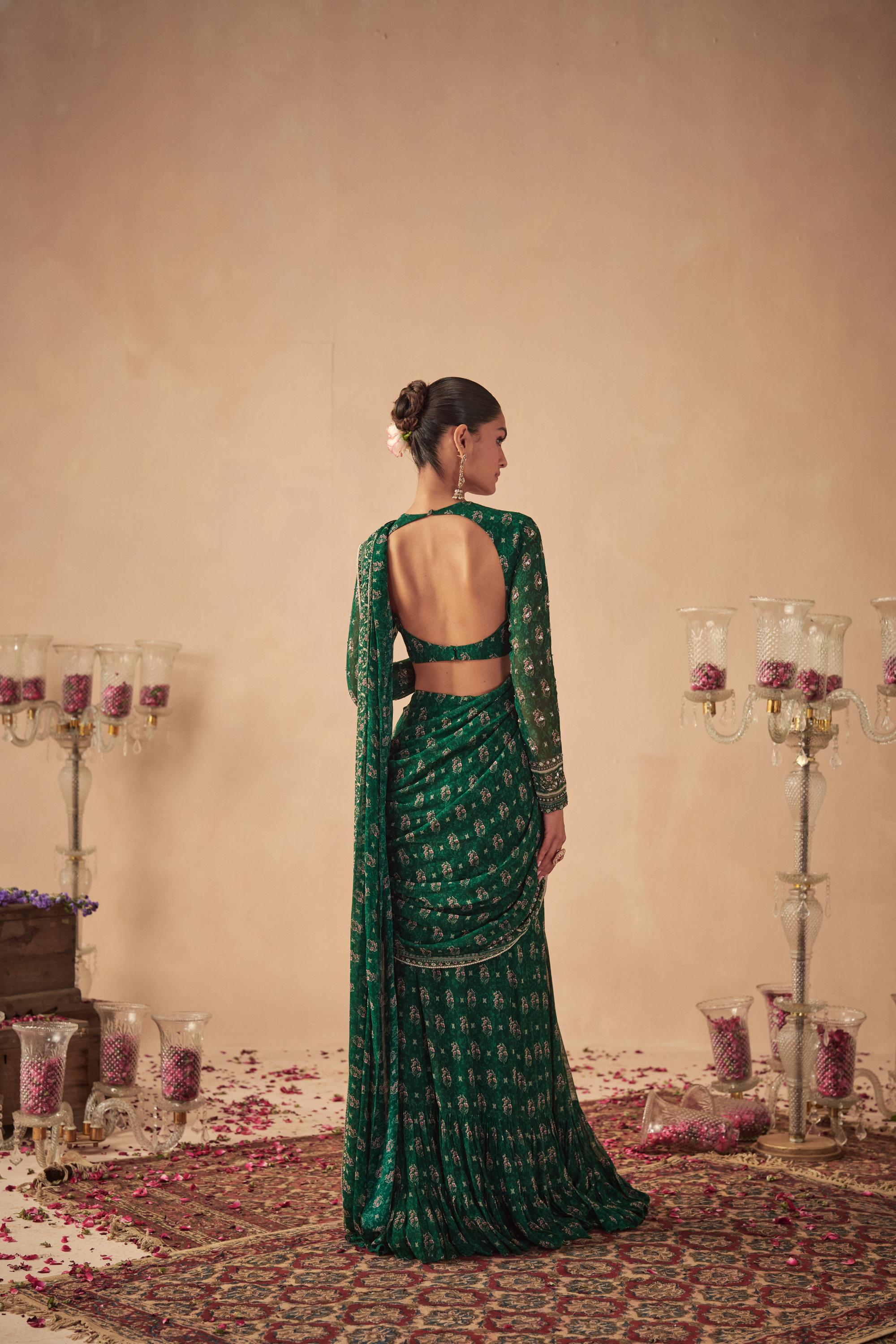 Green Booti Saree