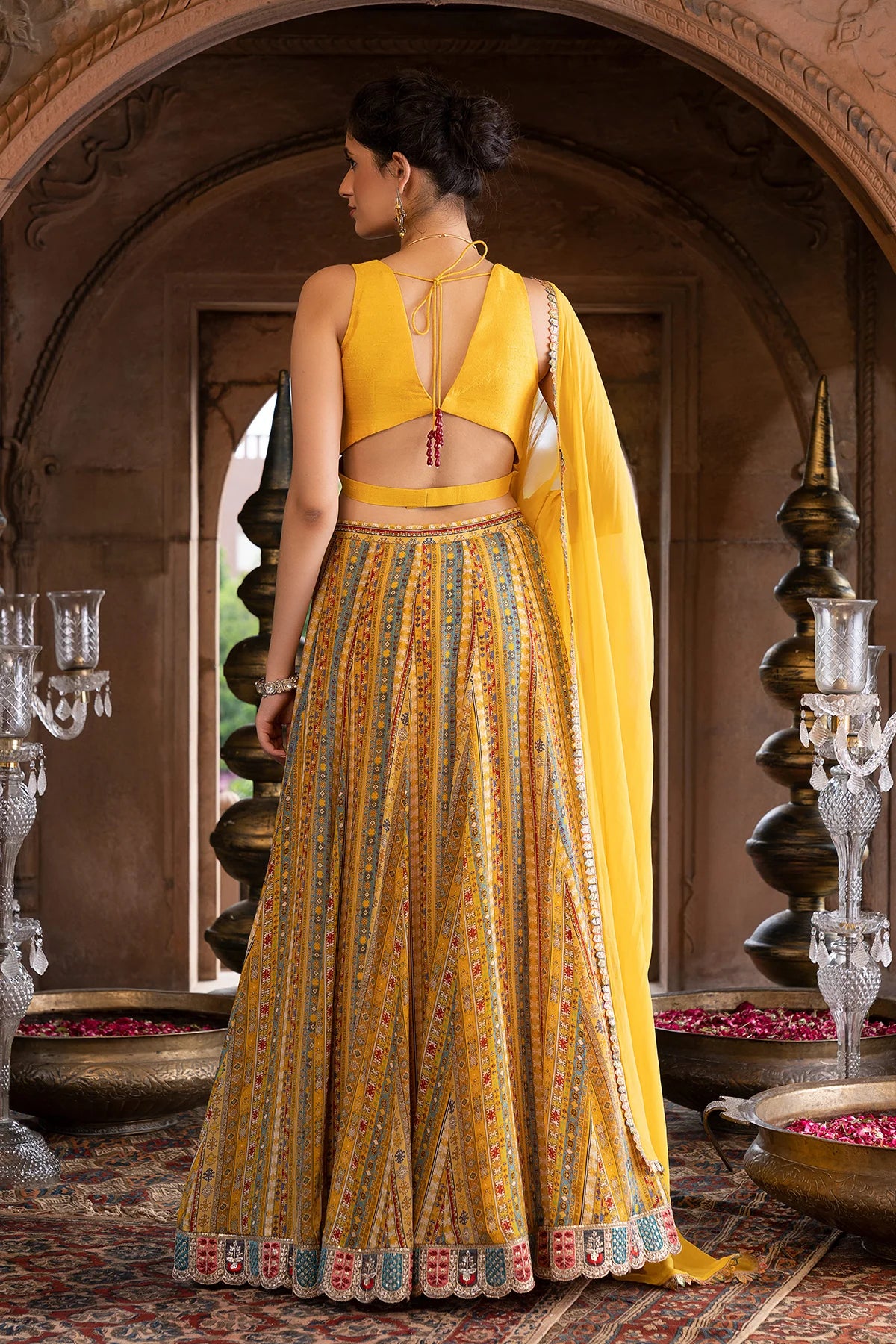 YELLOW LEHENGA AND BLOUSE WITH DUPATTA