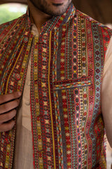 BEIGE KURTA SALWAR WITH BUNDI