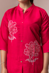 CHERRY EMBROIDERED COTTON TOP WITH TROUSERS