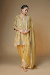 Champagne gold choga kurta and salwar set