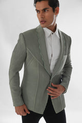 PISTA GREEN PINTUCKS TUXEDO PAIRED WITH BLACK TROUSER