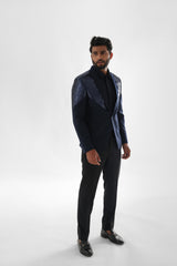 Navy Blue Tuxedo Paired With Black Trouser SET