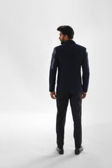 Navy Blue Tuxedo Paired With Black Trouser SET