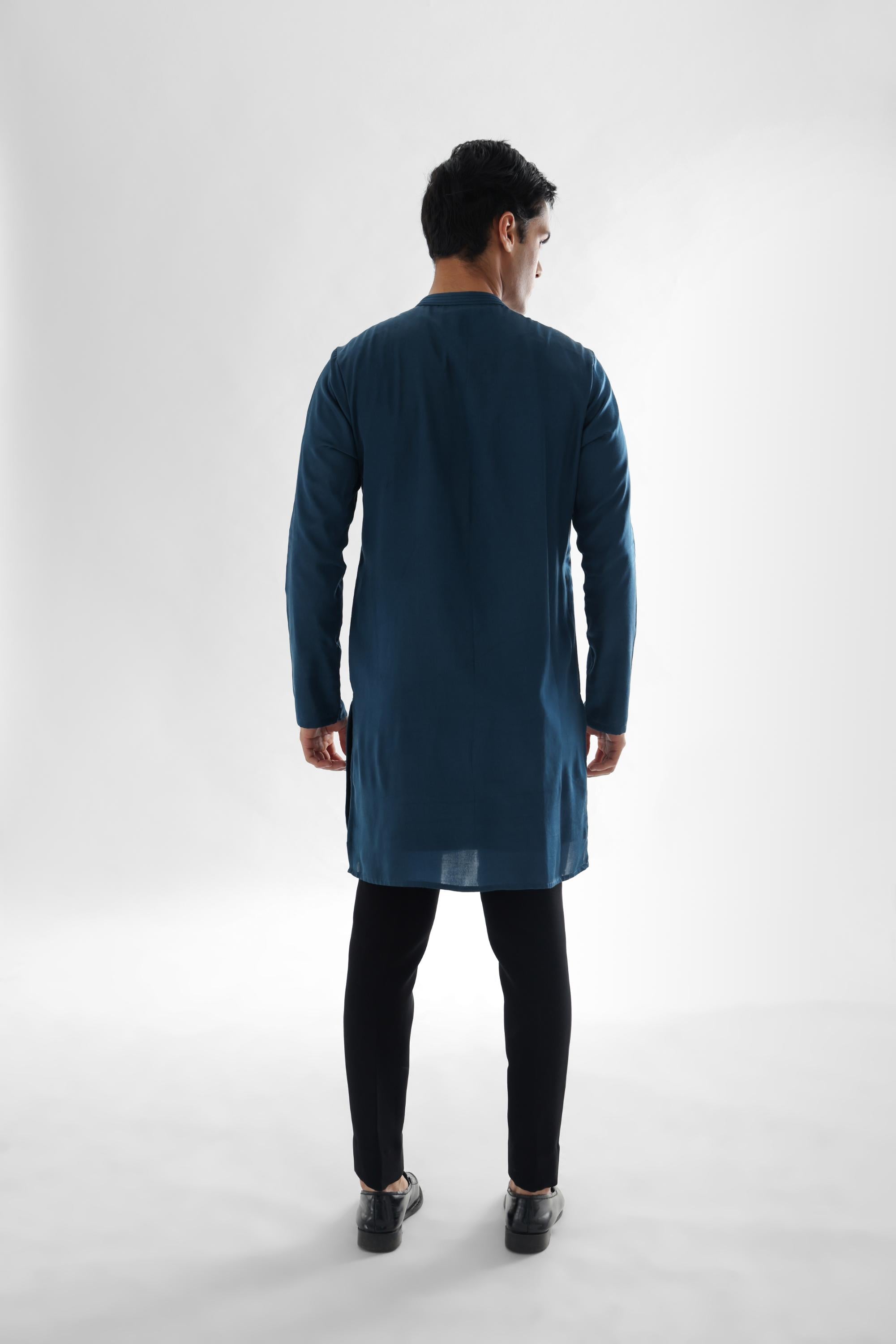 Douse Teal Blue Short Kurta