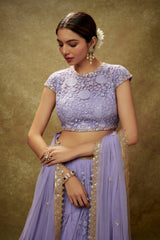 Lavender floral threadwork lehenga set