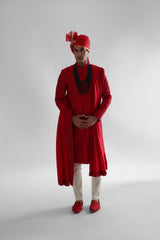 Red sherwani set