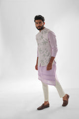 Tissue Light Lavender Nehru Jacket Kurta SET