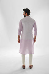 Tissue Light Lavender Nehru Jacket Kurta SET