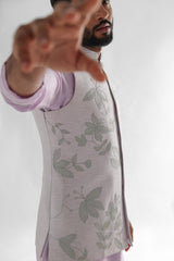 Tissue Light Lavender Nehru Jacket Kurta SET