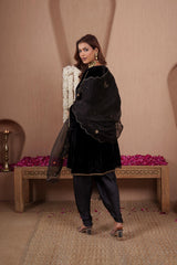 AFREEN:Black Embroidered Kurta Dhoti Set