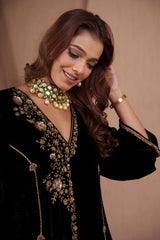AFREEN:Black Embroidered Kurta Dhoti Set