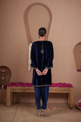 AFREEN: Blue Embroidered Kurta Dhoti Set
