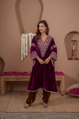 AFREEN: Pink Green Phiran Set