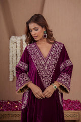 AFREEN: Pink Green Phiran Set
