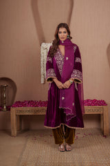 AFREEN: Pink Green Phiran Set