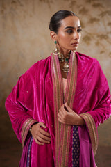 AFREEN: Rani Pink Embroidered Duashala