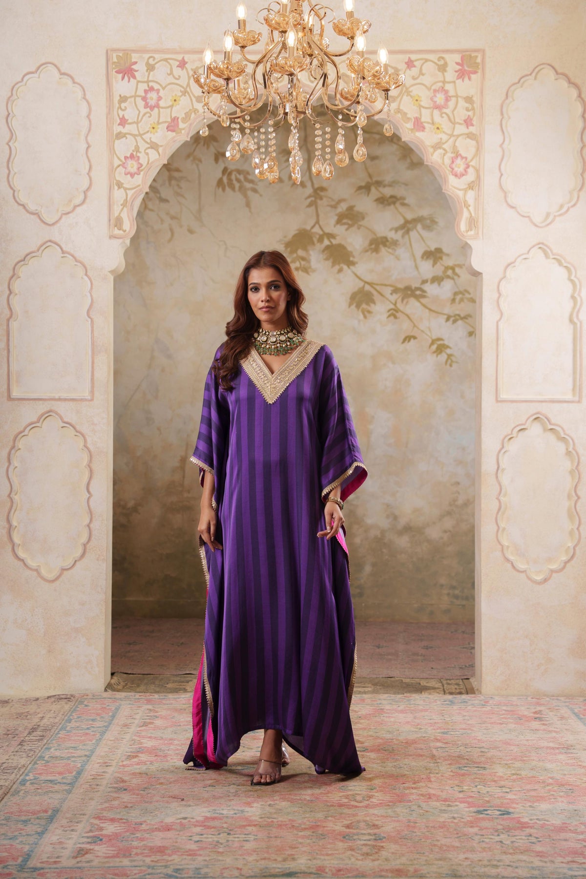 Maya: Purple Striped Kaftaan
