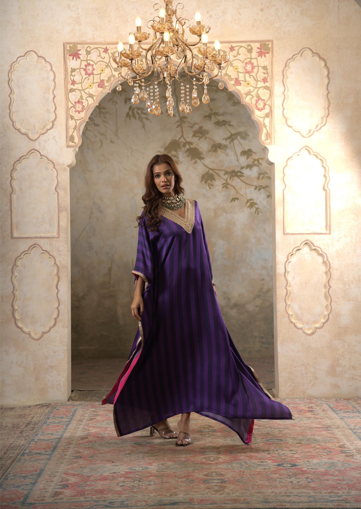 Maya: Purple Striped Kaftaan