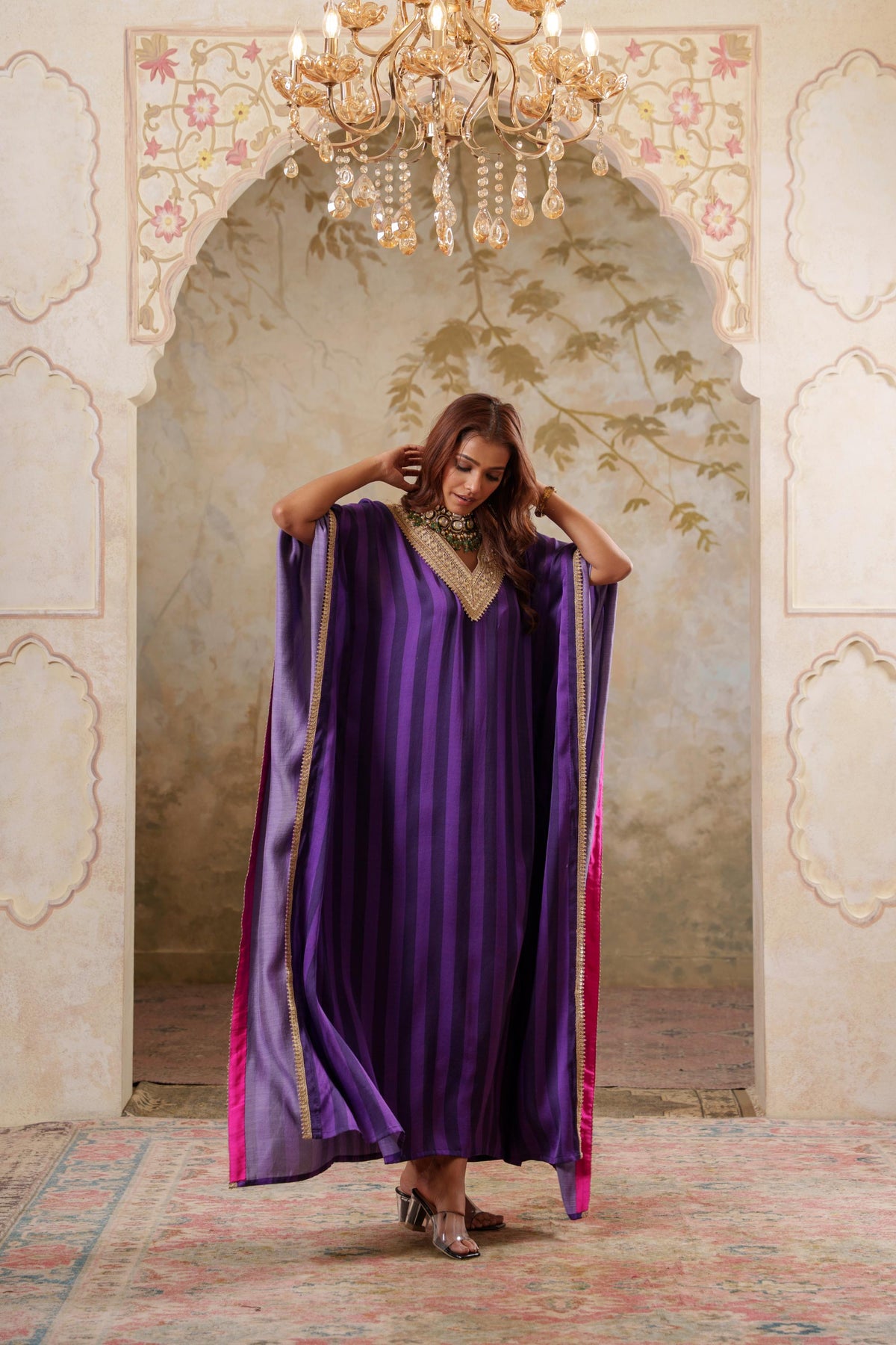 Maya: Purple Striped Kaftaan