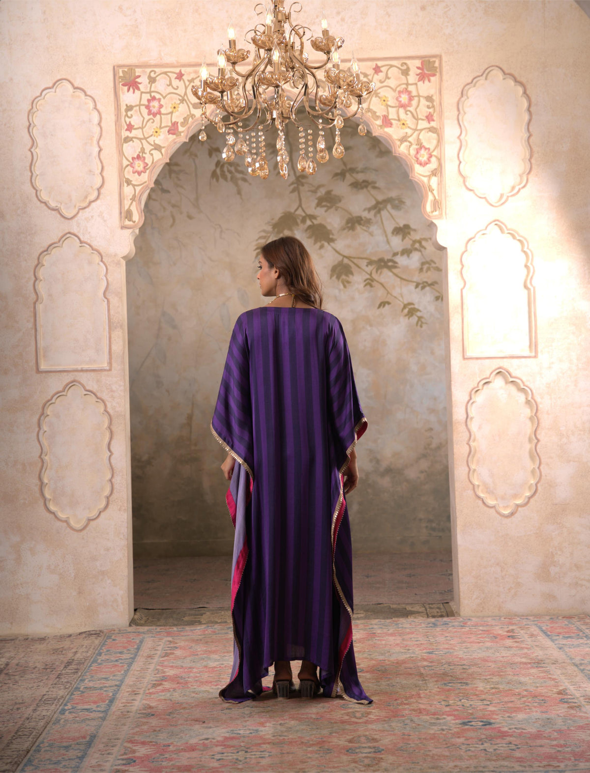 Maya: Purple Striped Kaftaan