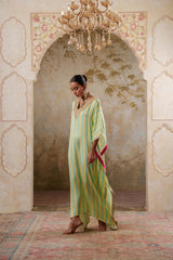 Maya: Lime Yellow Striped Kaftaan