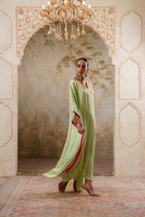 Maya: Lime Yellow Striped Kaftaan
