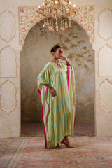Maya: Lime Yellow Striped Kaftaan