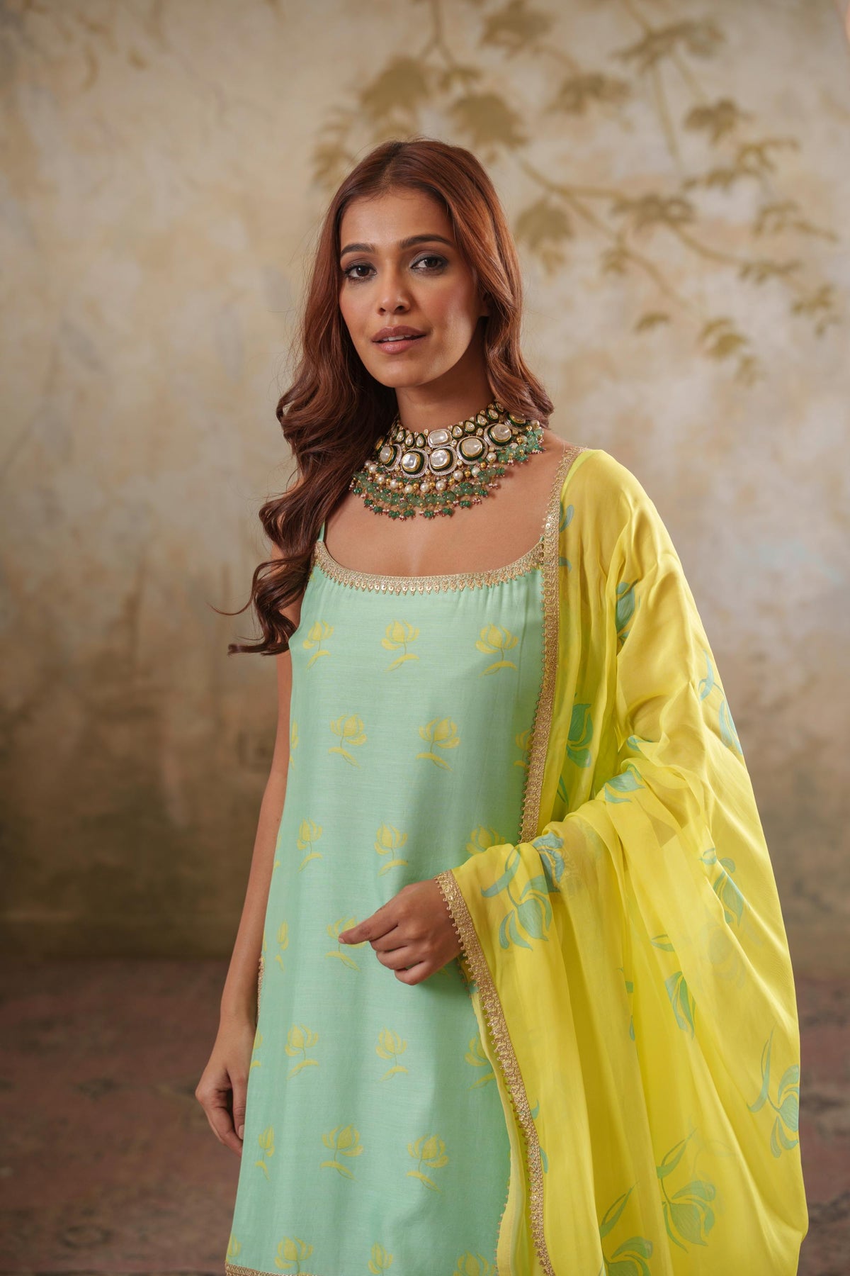 Maya: Aqua Strappy Short Kurta with Sharara & Dupatta