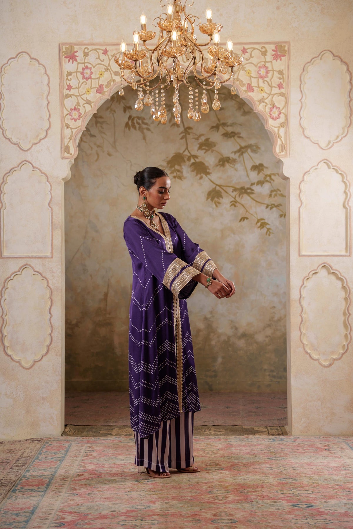 Maya: Purple Kurta With Striped Pants